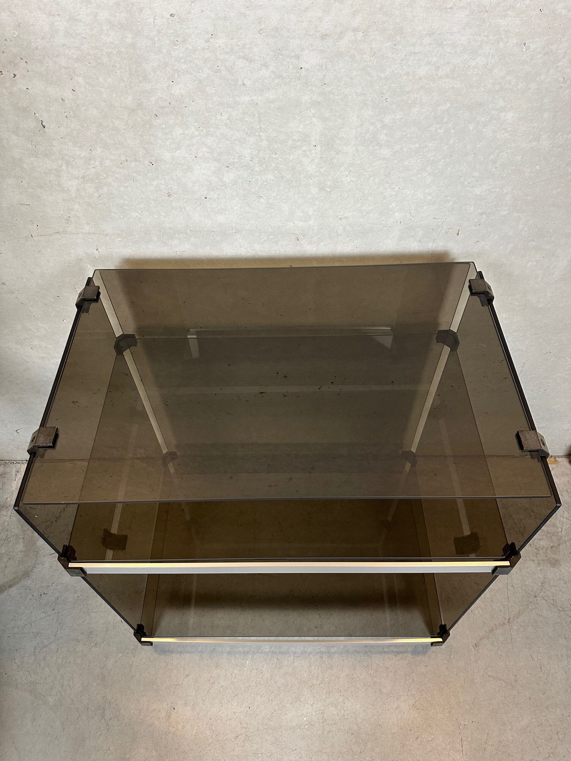Vintage design hifi cabinet – smoked glass