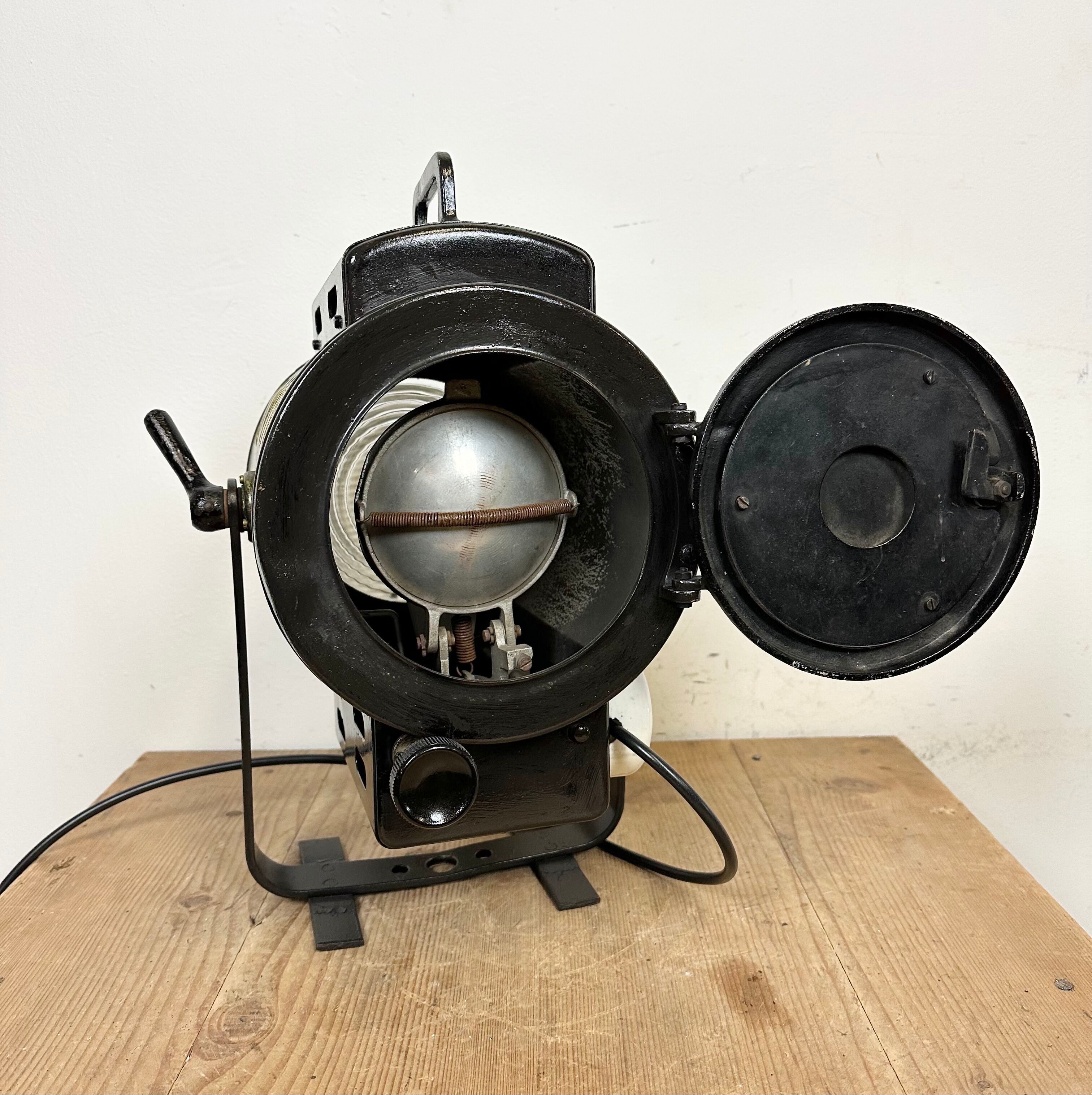 Vintage black theatre spotlight table lamp, 1960s