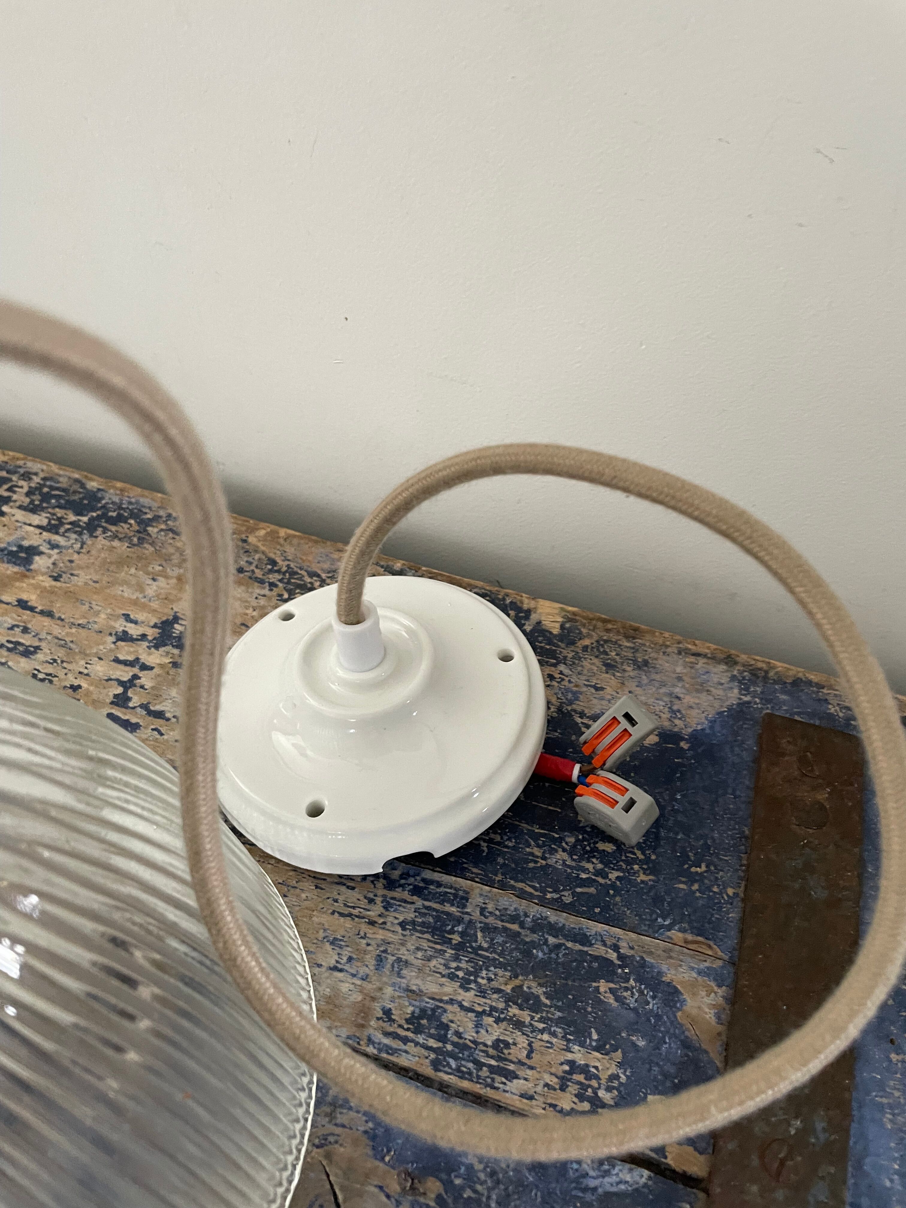 Vintage holophane glass pendant lamp