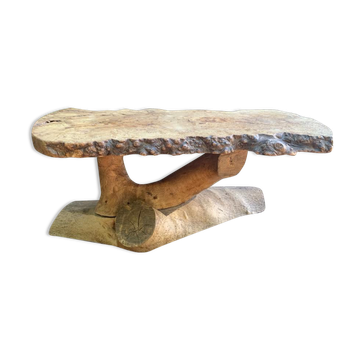 Brutalist coffee table in elm magnifying glass