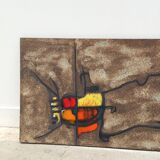 Wall plaque by JG Picard in enamelled lava stone, 1970.