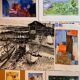 Set of 7 watercolour paintings signed B. Lévêque "Travel Notebook"