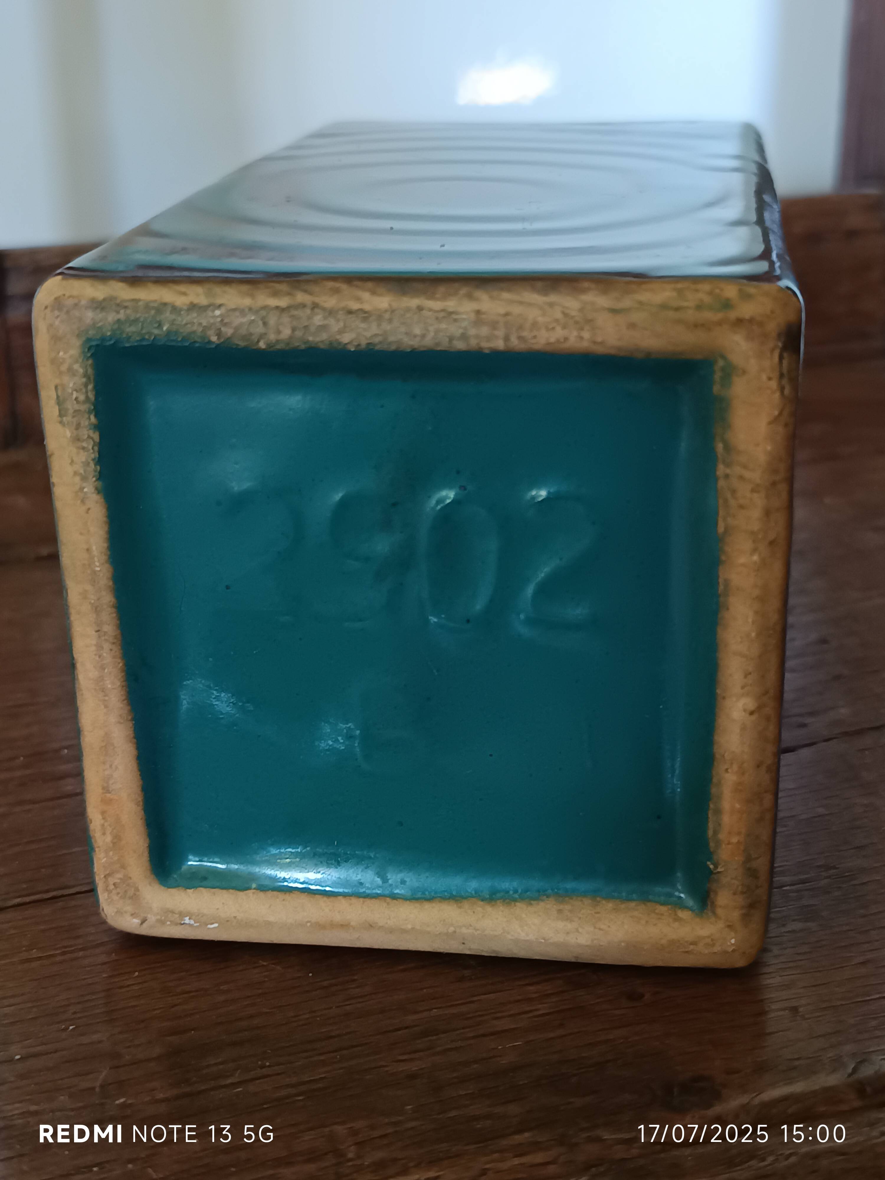 Cubic ceramic vase, Veb Haldensleben, 1960