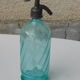Turquoise blown and twisted glass siphon, Belle Epoque period, tin cap dated 1925, Boyer and Brush, Terre noire