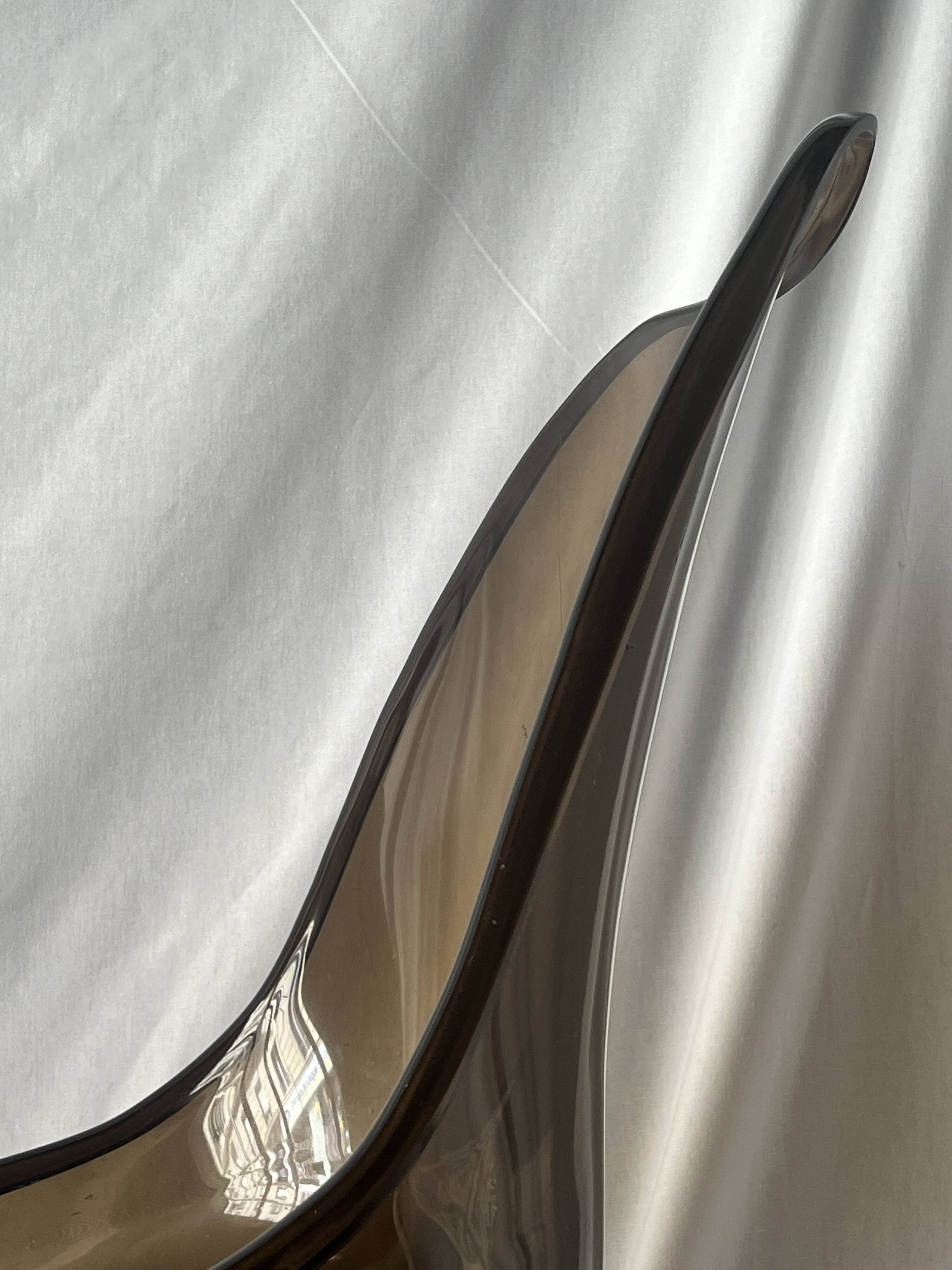 tulip chair in smoked plexiglass and chrome by Boris Tabacoff, design 1970
