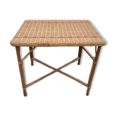 Table bambou et rotin vintage