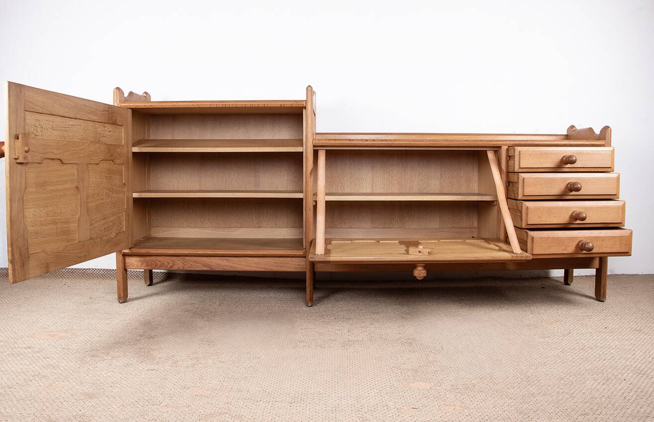 French enfilade in solid oak by Guillerme and Chambron 1960.