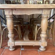 Large Restored Solid Oak Dining Table – Whitewashed Finish