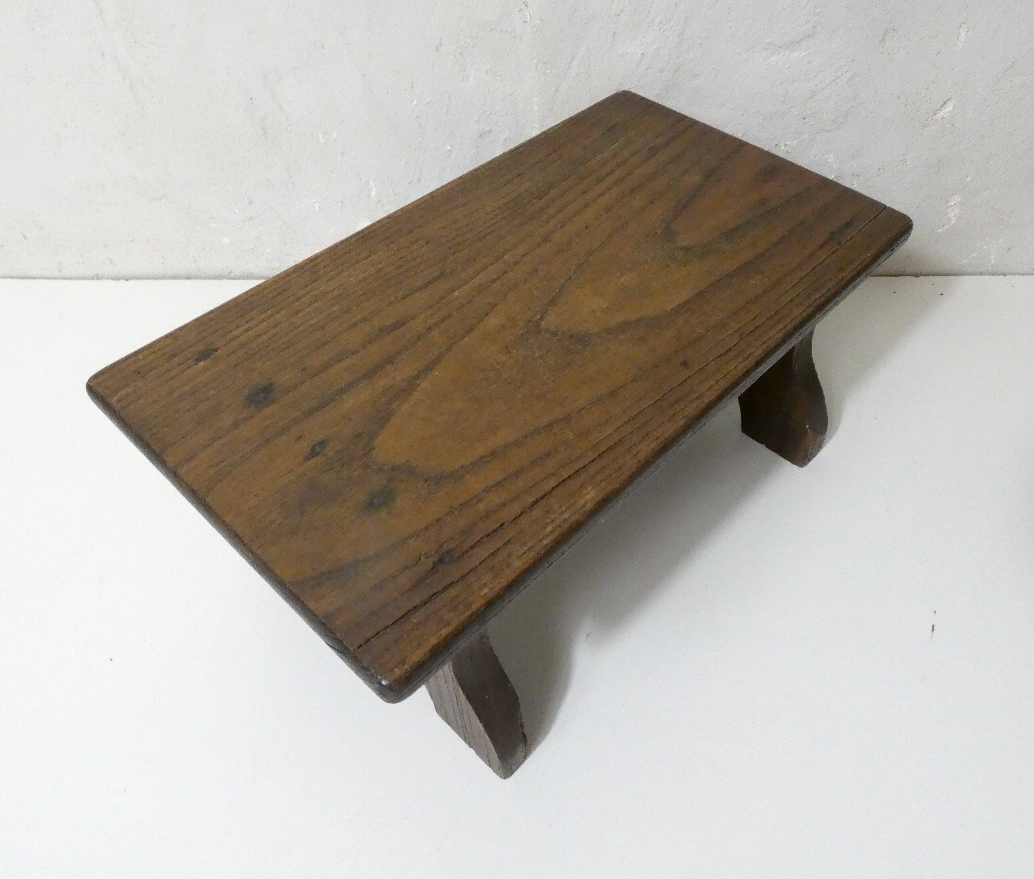 old small solid oak bench vintage step stool