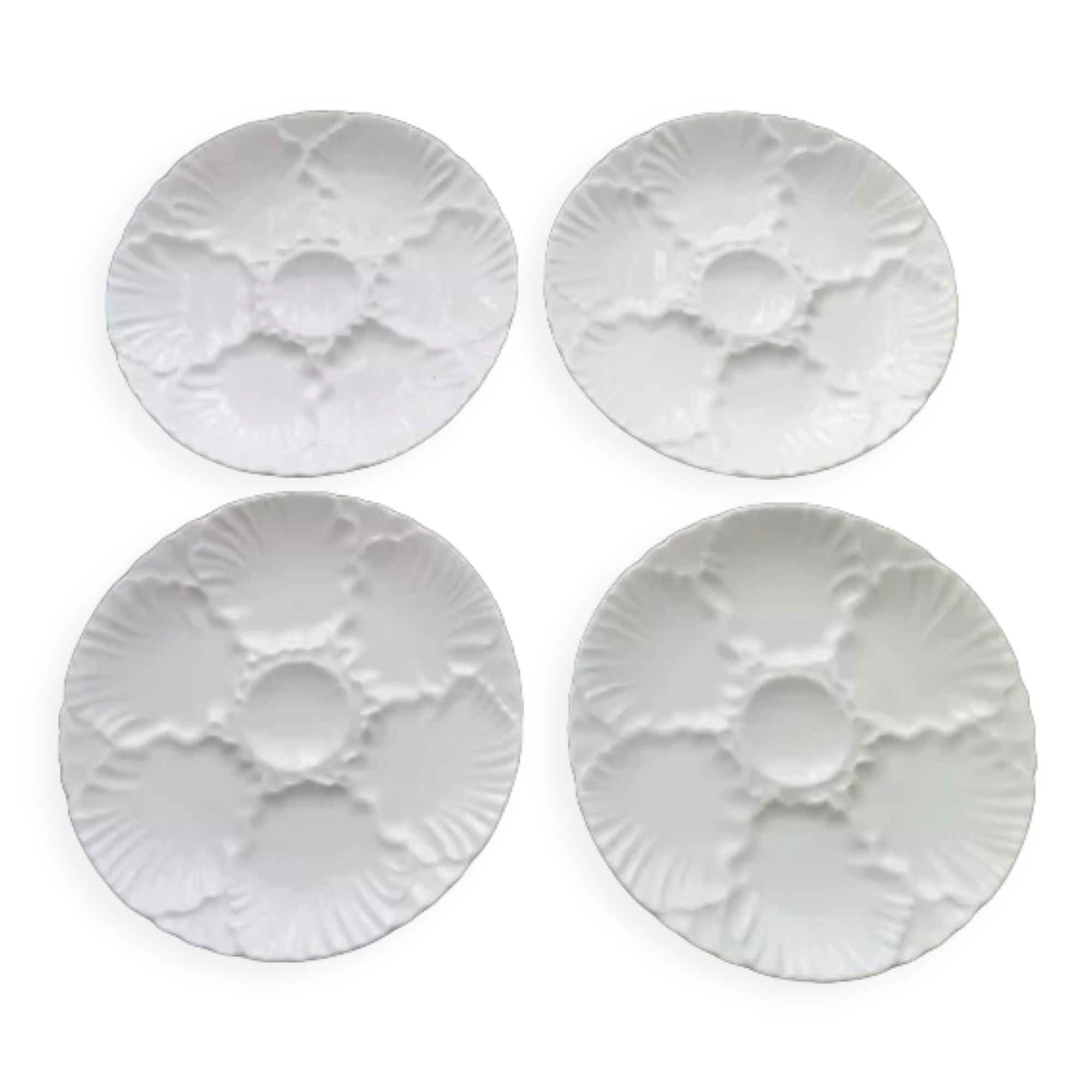 Set of 4 oyster plates in Bavarian porcelain Bareuther