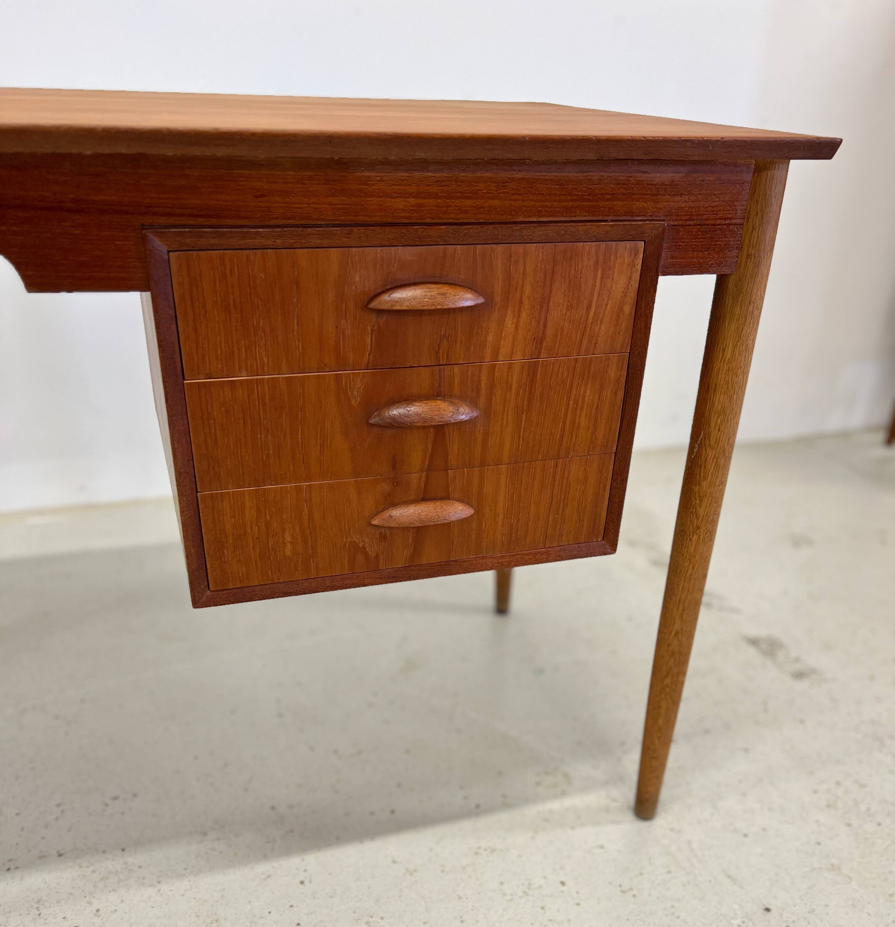 Danish Petite Teak & Beech Desk, 1950s.