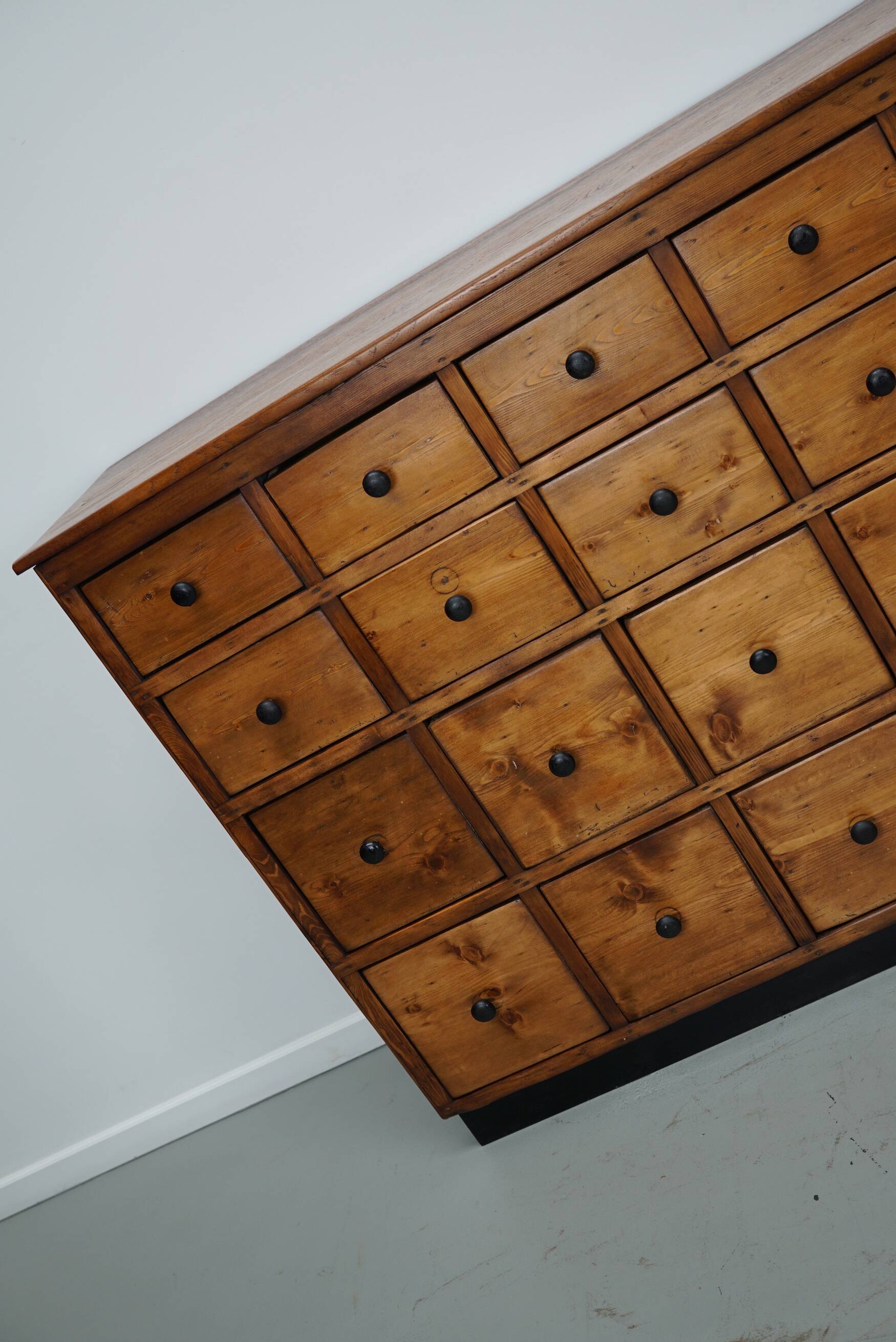 Large German Pine Industrial Apothecary / Shop Cabinet, 1950s