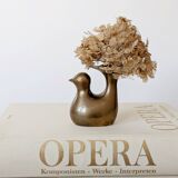 Candle holder or bird soliflore in brass, mid-century design from the 1960s.