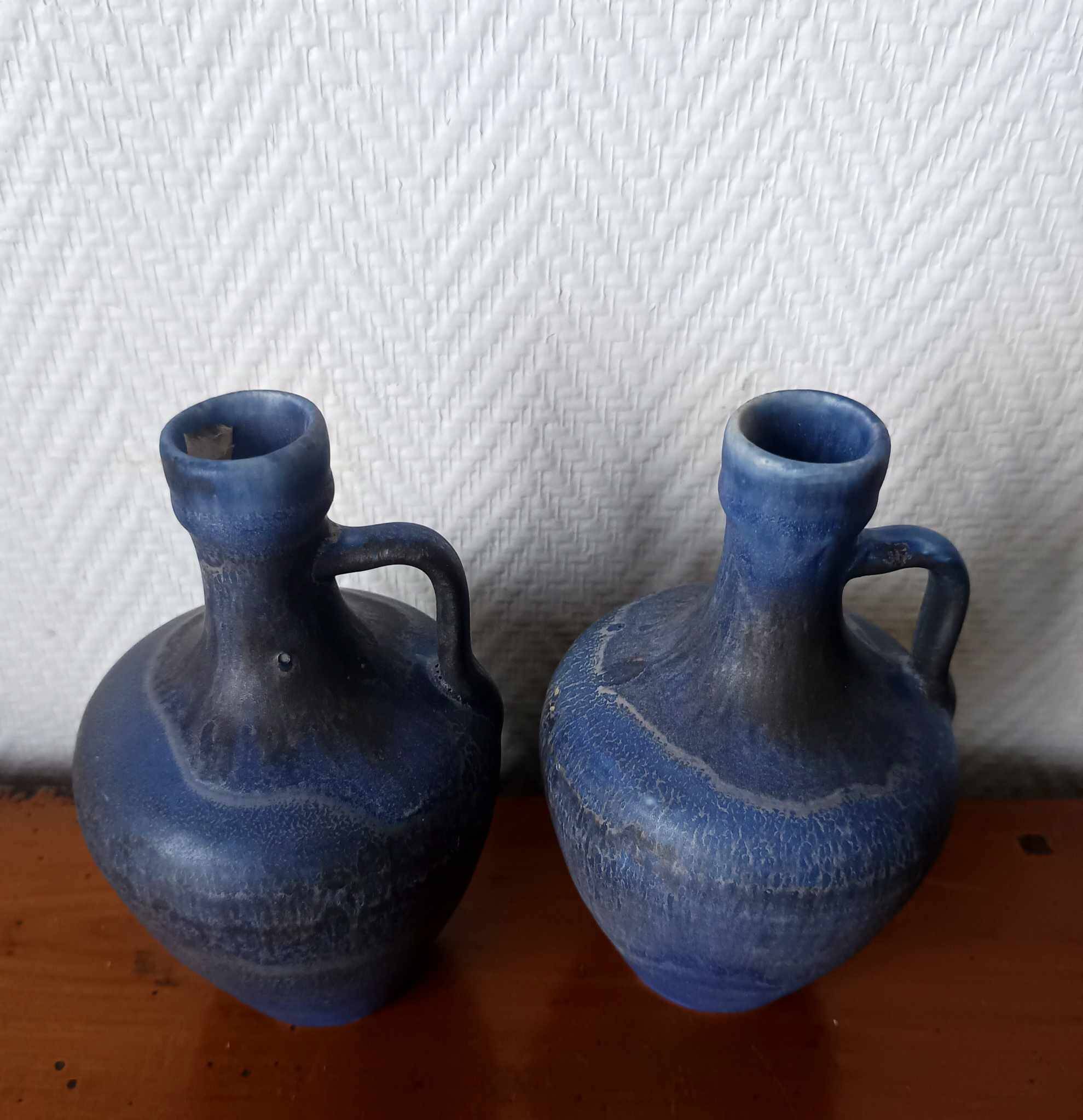 Pair of vintage blue ceramic jugs