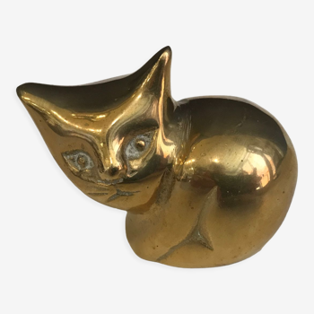 Statuette de chat en laiton doré