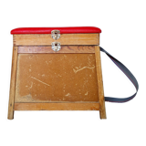 Fisherman stool old wood and imitation leather