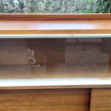 Vintage wooden display cabinet shelf unit – 195 cm
