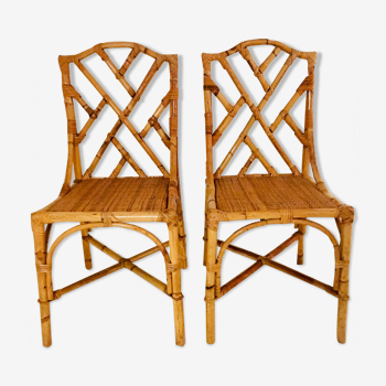 2 chaises italiennes bambou et rotin