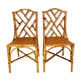 2 Italian chairs bamboo and rattan