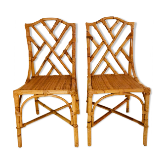 2 Italian chairs bamboo and rattan