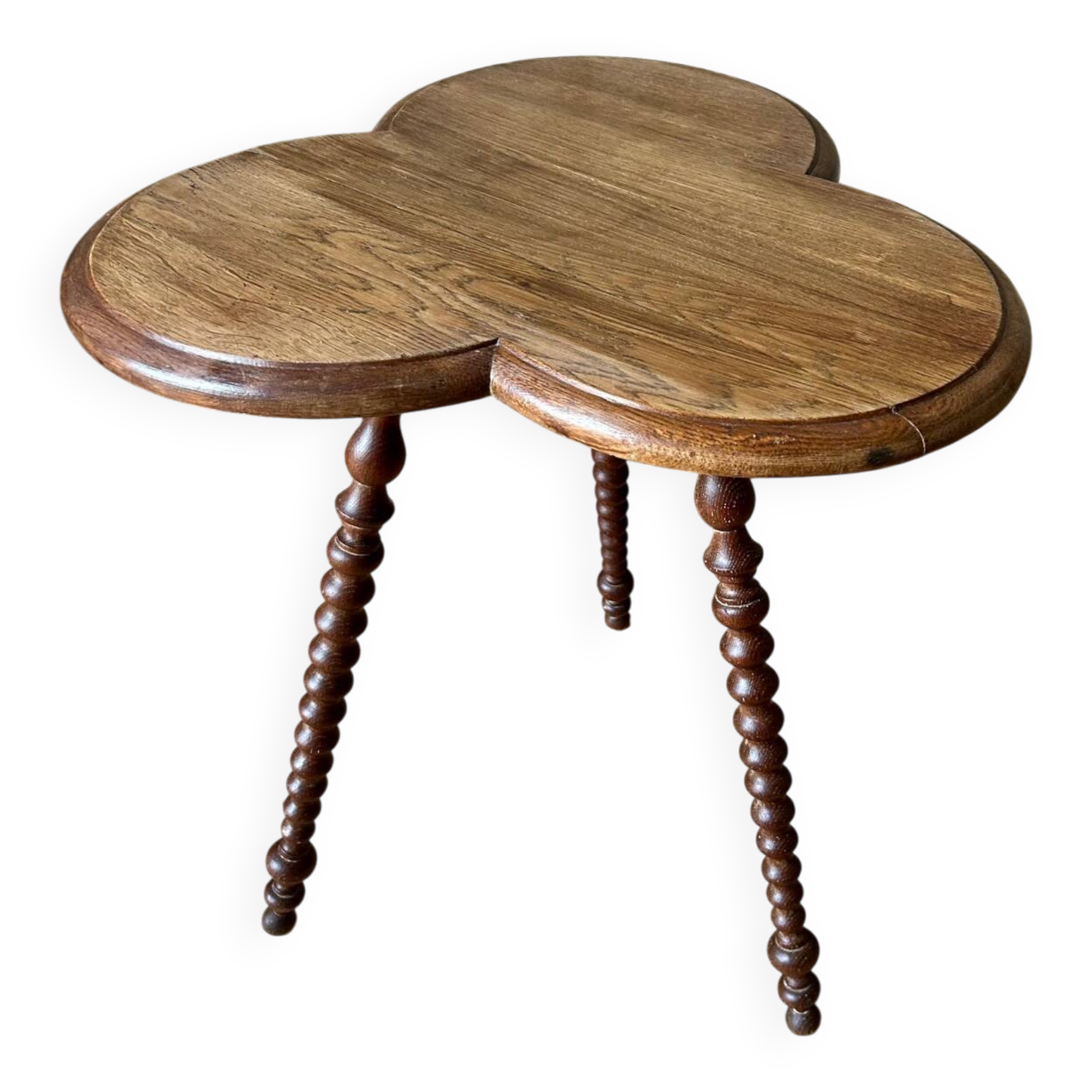 Turned wooden clover table