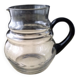 Water jug, blown glass carafe. Delicate engraved decoration