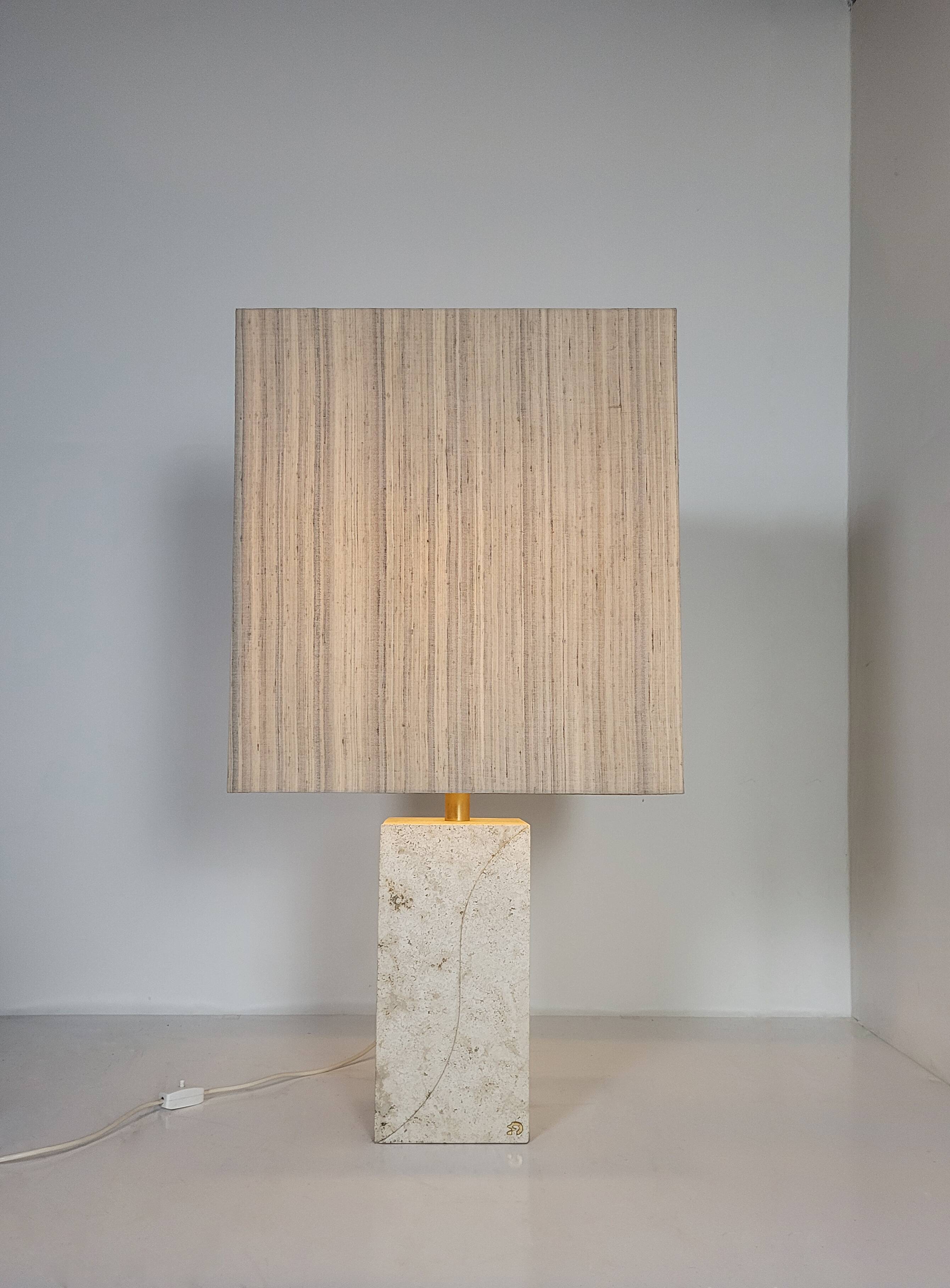 Travertine lamp by Peter Draenert, Germany 1970s