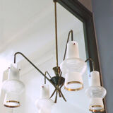 Lustre suspension scandinave, 4 feux, vintage, années 60