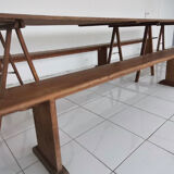 Large table firm threshing trestles benches