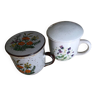 2 tasses à thé en gré Vintage avec filtre et couvercle
