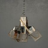 Lustre 1970 design verre et inox
