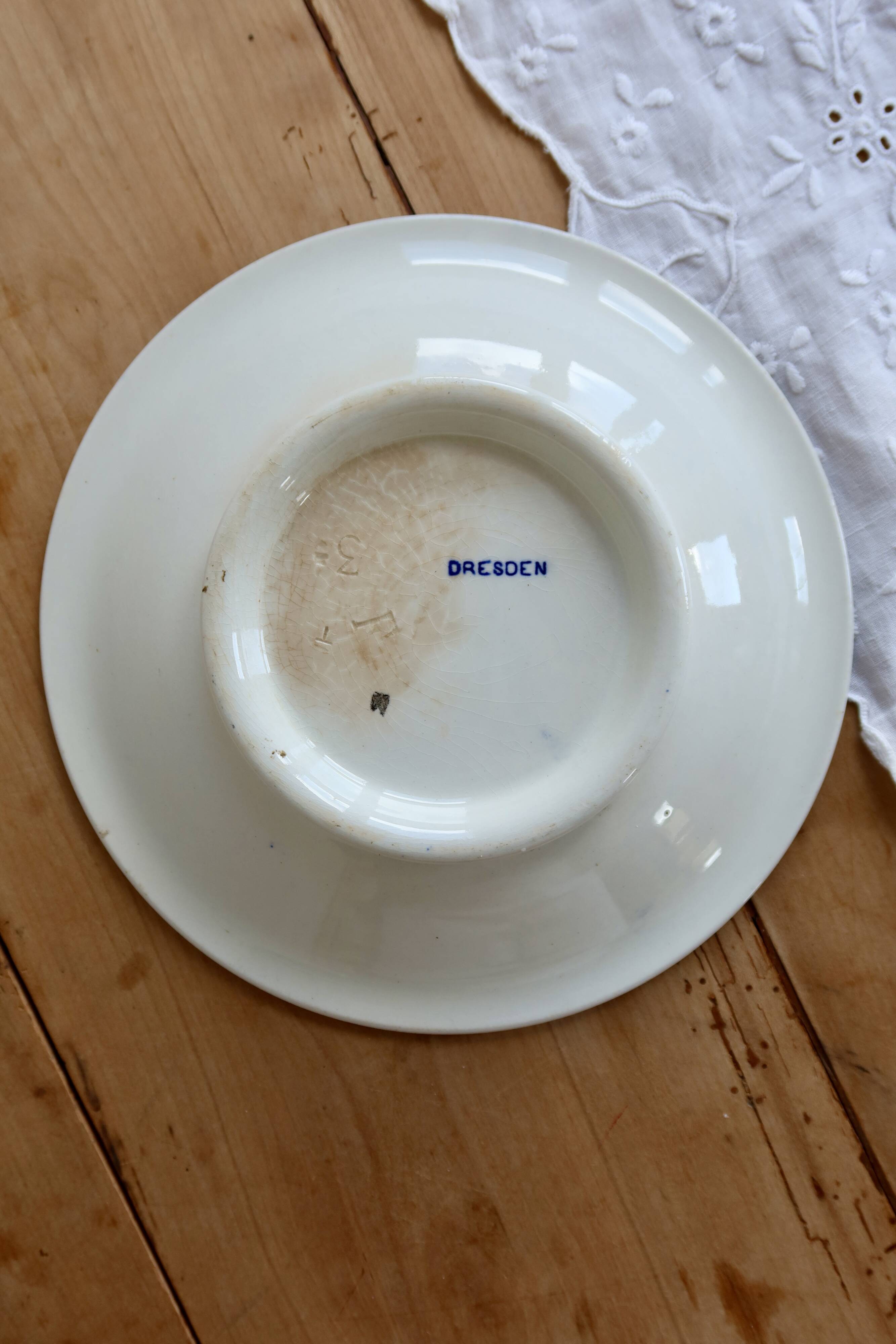 Low compote dish, old Dresden porcelain, blue and white – Fruit bowl