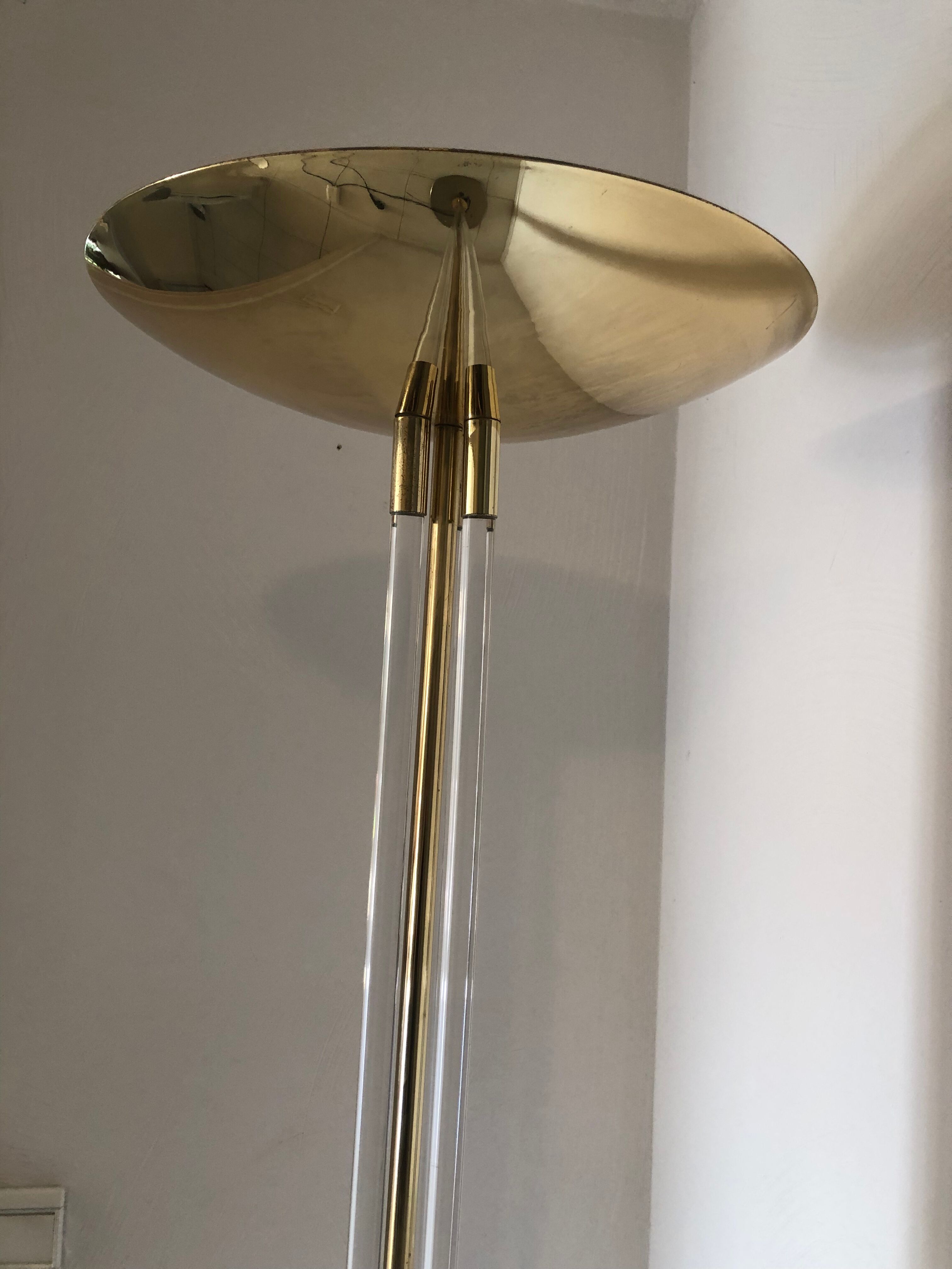 Design floor lamp in plexiglass and brass