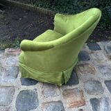 Fauteuil crapaud en velours vert