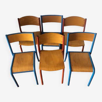 Set of 6 vintage school chairs