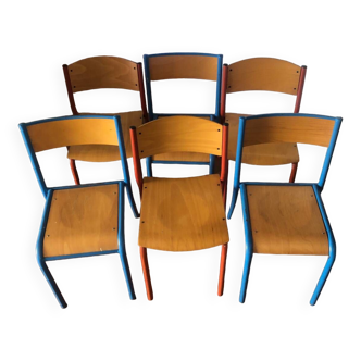 Set of 6 vintage school chairs