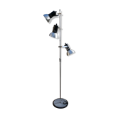 Floor lamp in metal chrome with 3 spotlights, 70s