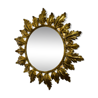 Mirror backlighting sun gold metal decoration acanthus leaf