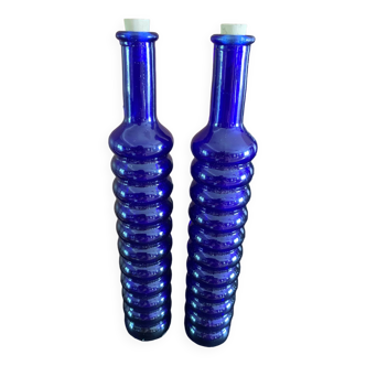 Set of two cobalt blue soliflore