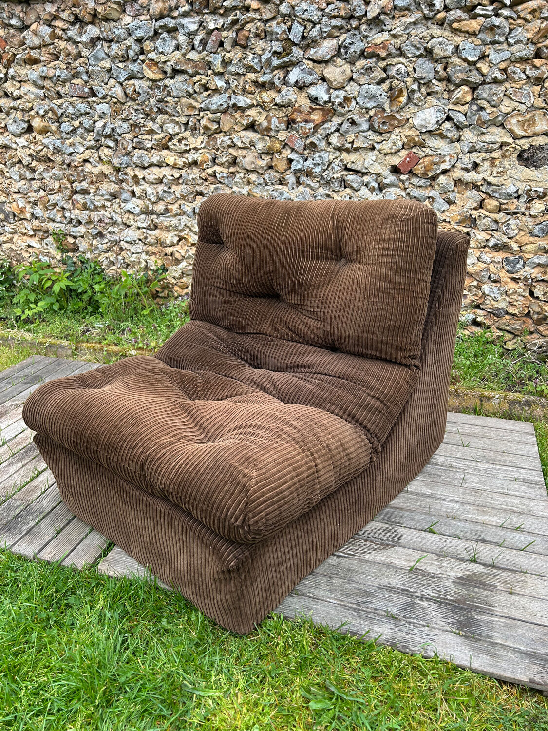 Vintage 1970s brown corduroy armchair