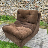 Vintage 1970s brown corduroy armchair