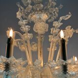 Venetian chandelier in colorless murano glass, 12 light arms, circa 1900