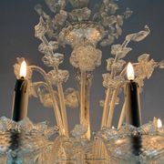 Venetian chandelier in colorless murano glass, 12 light arms, circa 1900
