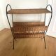 Vintage rattan and black metal magazine rack – Nightstand