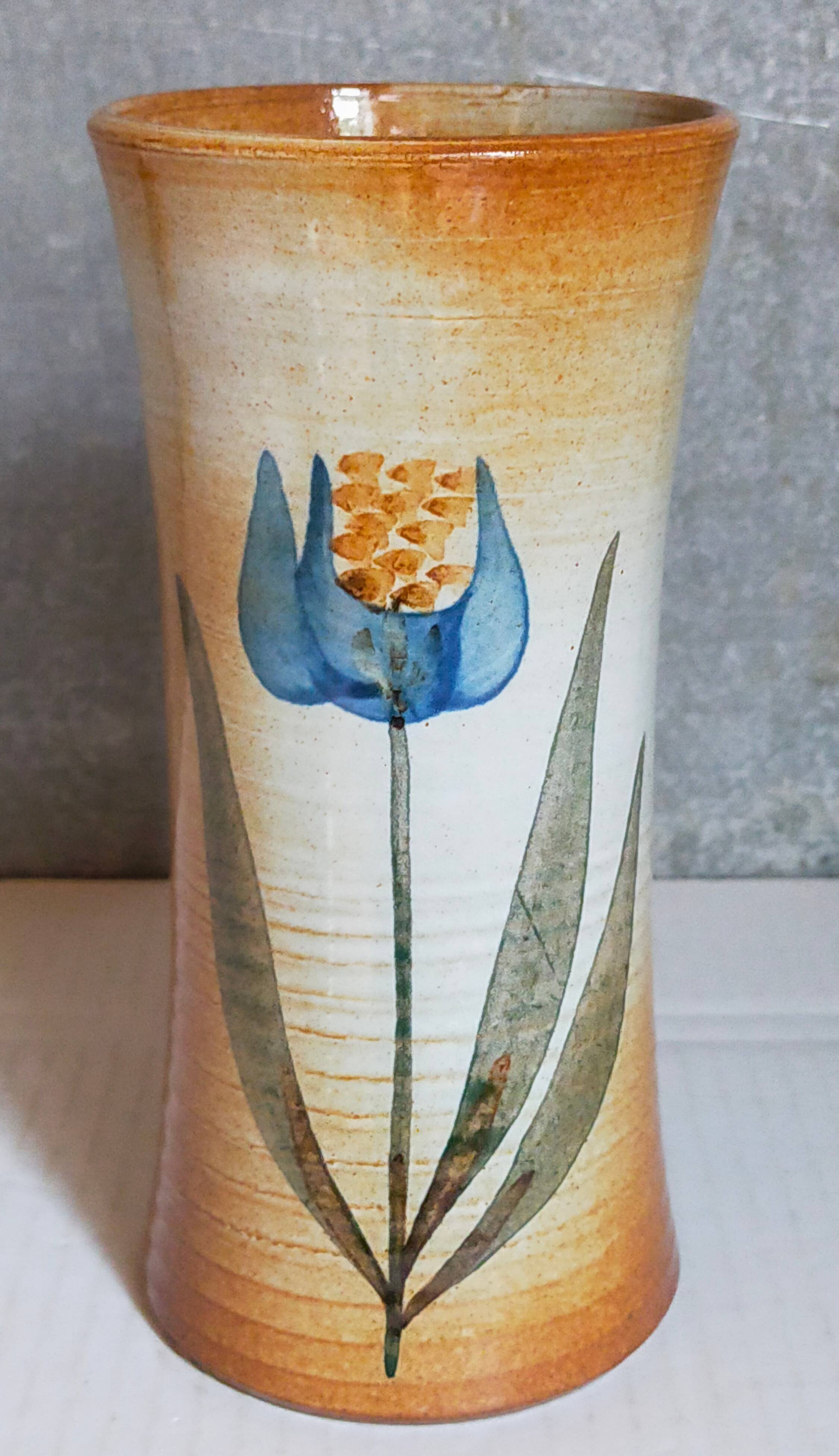 Vintage enameled stoneware potter's diabolo vase