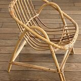 Authentique Fauteuil siège années 60 pour enfant en rotin - parfait état