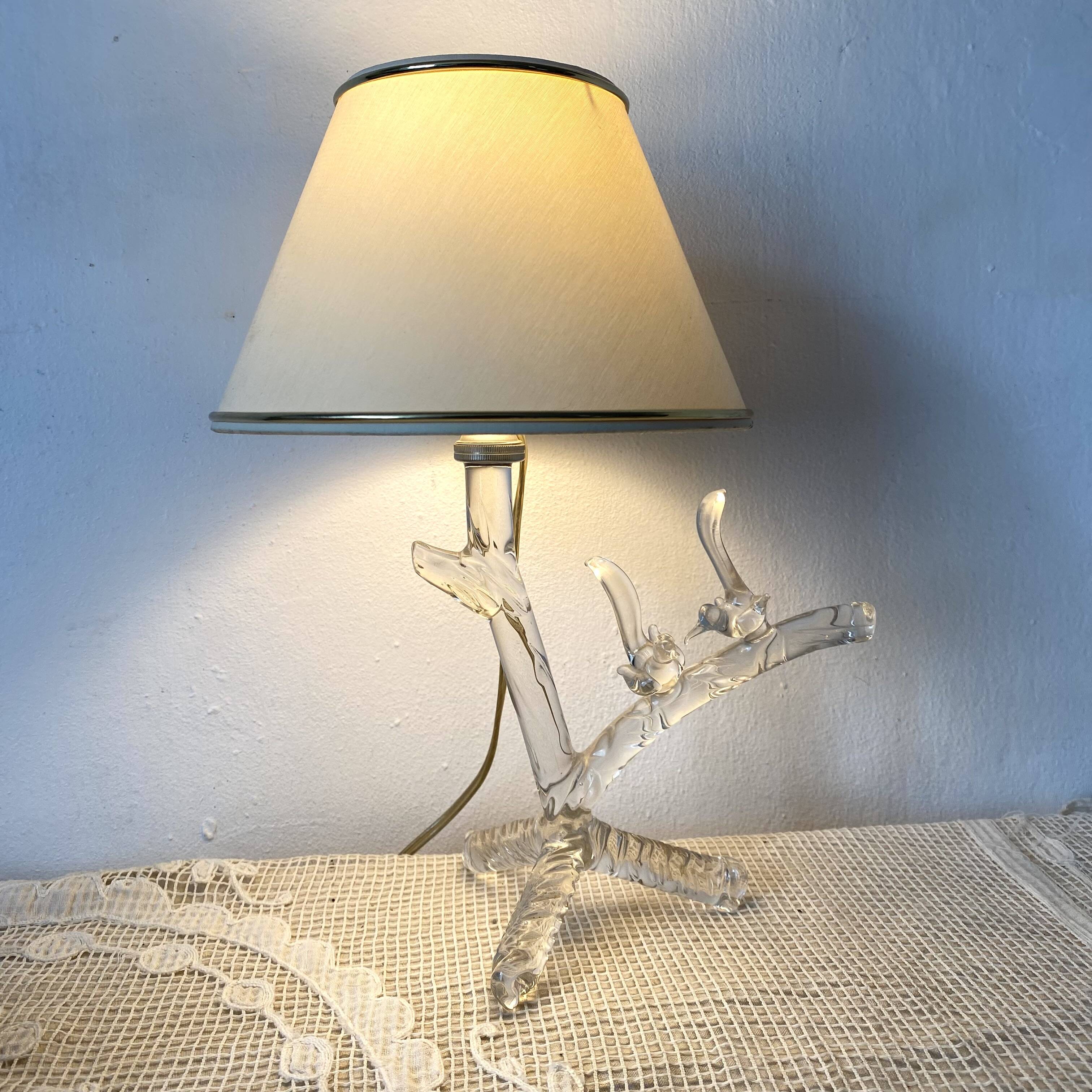 Lamp with crystal base, branch and birds motif, 1960s