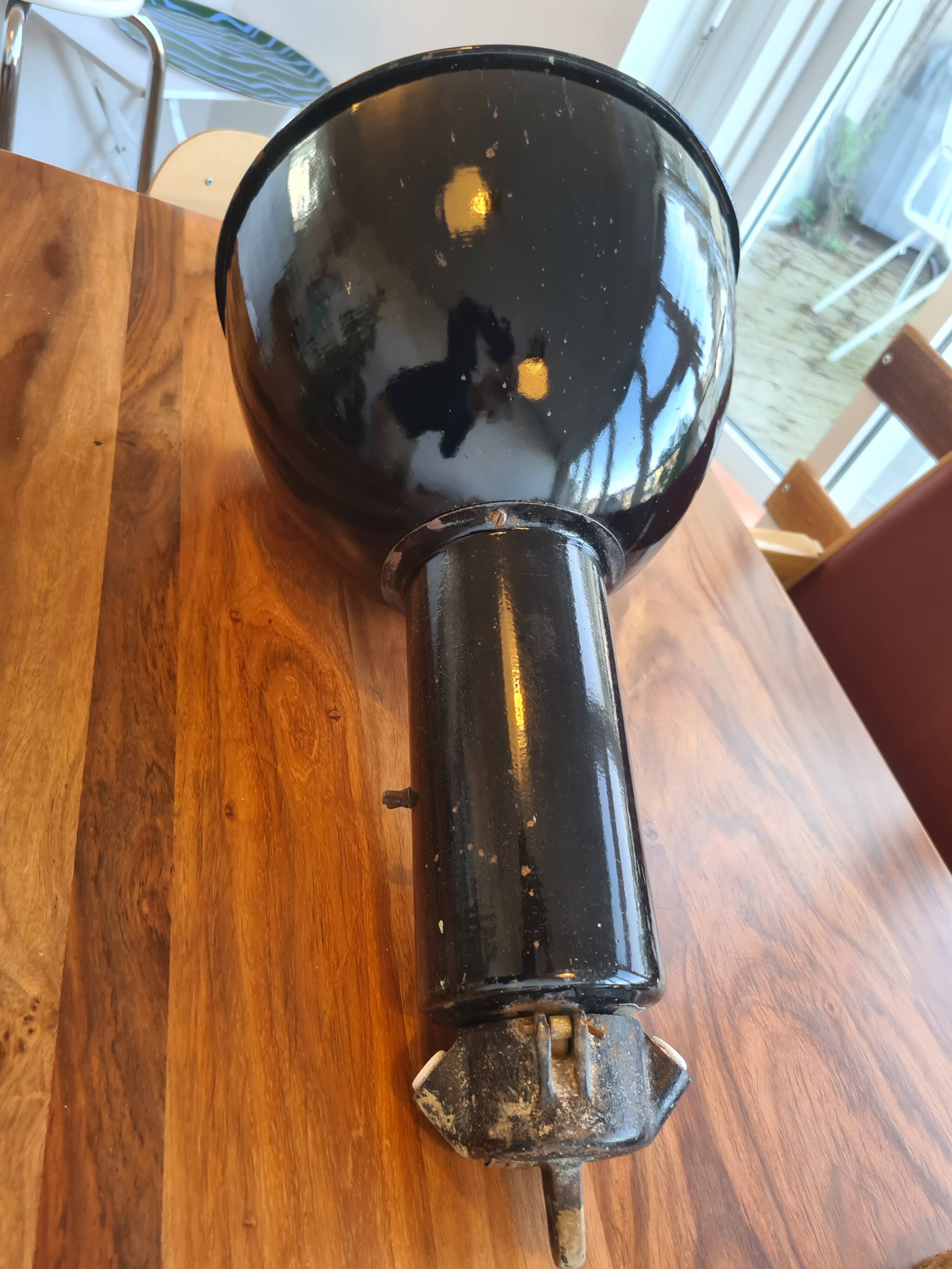Czechoslovakian black industrial lamp from the 40s/50s called Bauhausde