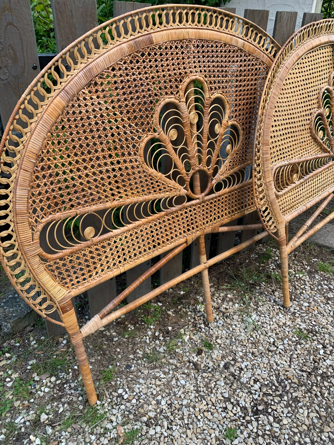 Peacock headboards in rattan and wicker 70s