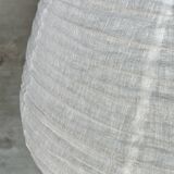 Very large Japanese-style natural rattan and linen pendant light in the shape of a drop H65 D70